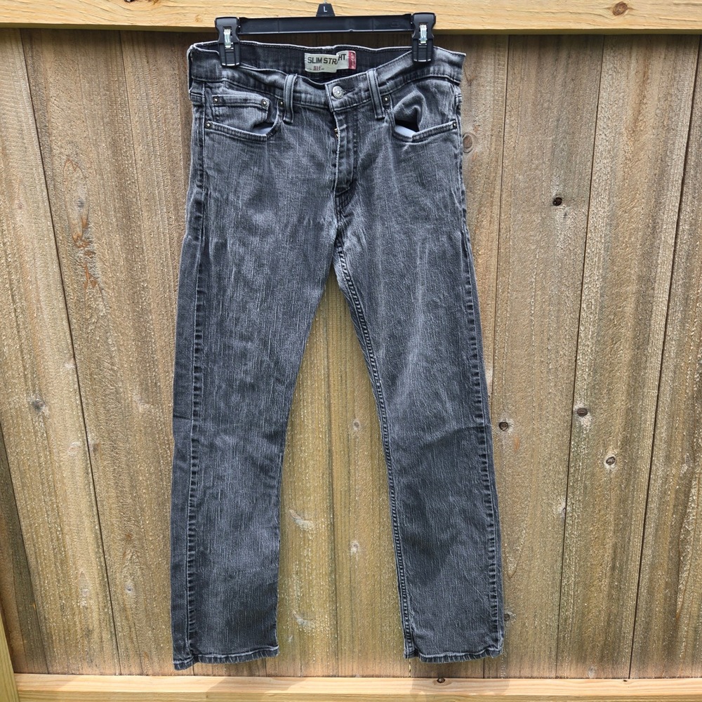 Levis 514 Slim Straight Jeans Mens 32x34/32 Gray‎ Washed Denim Stretch Pants